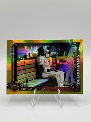 Elly De La Cruz 2025 Topps Celebration Dugout Peeks DP-6 Gold Foil /50