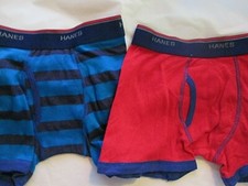 New 2 Boys Hanes Comfort Flex Boxer Briefs   Size S Blue Stripe  Red solid