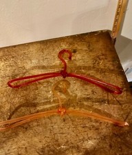  2 Vintage Clear Lucite Acrylic-UNIQUE KNOT- Clothes Dress Hangers 15 1/2"
