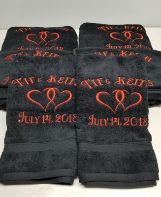 Wedding Hearts Anniversary Towel Set,  Personalized Wedding Towel Gifts