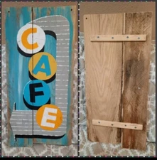 Handpainted Sign CAFE pallet Wood MCM original