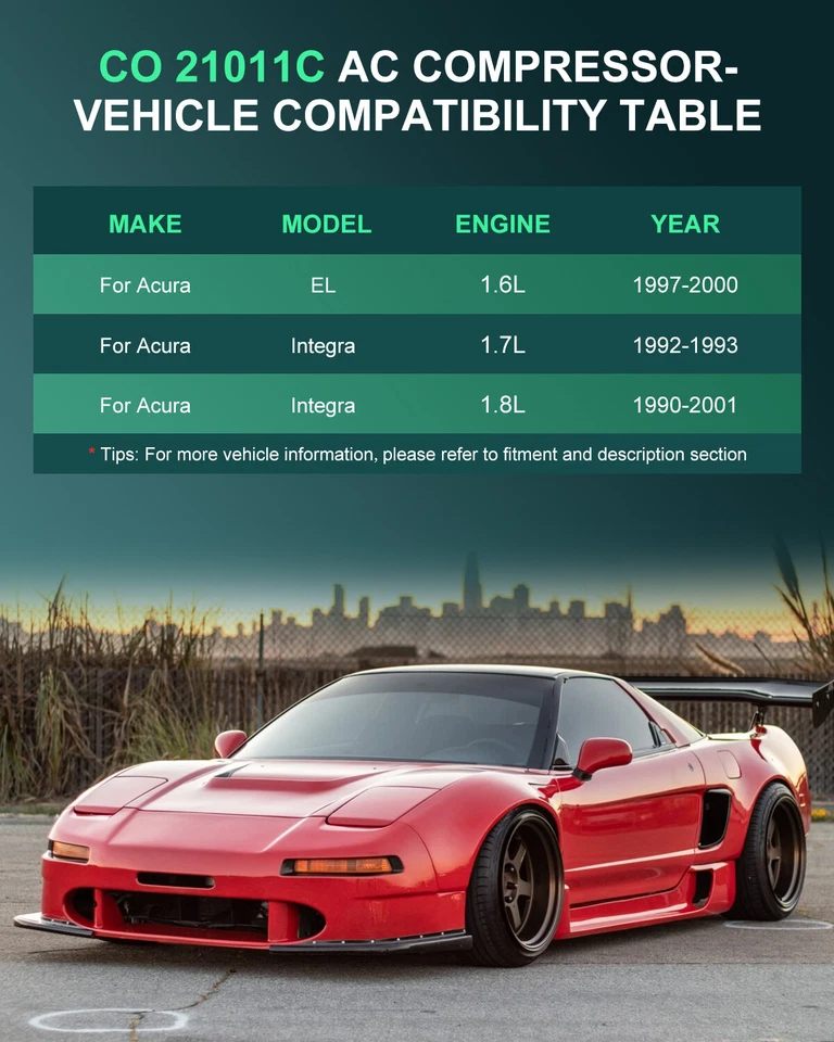 ✅A/C 压缩机适用于 1997 - 2000 年讴歌 EL 本田 Civic 1.6L — 第 2/4 张图片