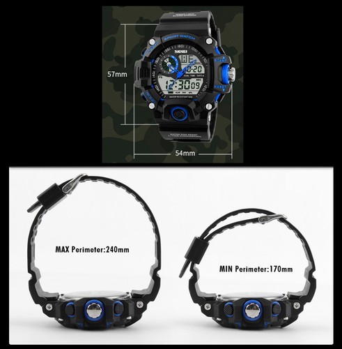 SKMEI Mens LED Digital Analog Alarm Waterproof Sport Army Watch Wristwatch New - Picture 33 of 37