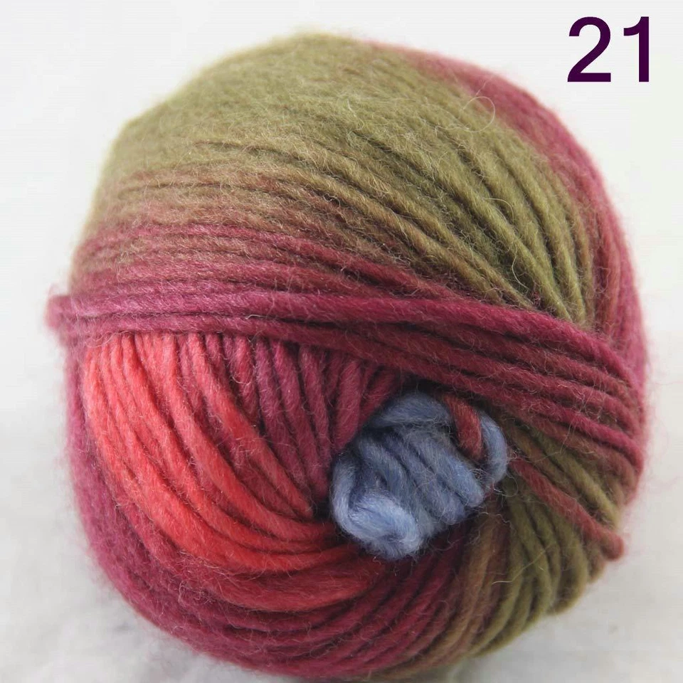 Venta C 1 bolax50 g colorido suave grueso tejido a mano arco iris lana chales hilo 21 Foto 3 de 4