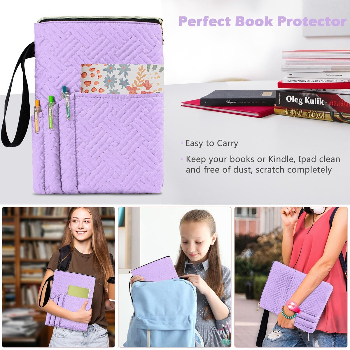 CRASPIRE Gothic Book Sleeve – Bücherschutz Mit Reißverschluss, Ca. 22x28 Cm | Waschbarer Stoff, Mit Extra Tasche | Für Taschenbücher & Hardcover
