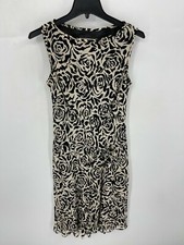 Vintage Evan Picone Dress Womens 6 Black Ivory Floral Boat Neck Sleeveless