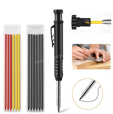 HOME-IMPROVE Carpenter Pencils Set W/12 Refills+ Sharpener, Woodworking Pencils for Architect