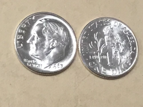 1963 SILVER BU ROOSEVELT DIME. NICE!