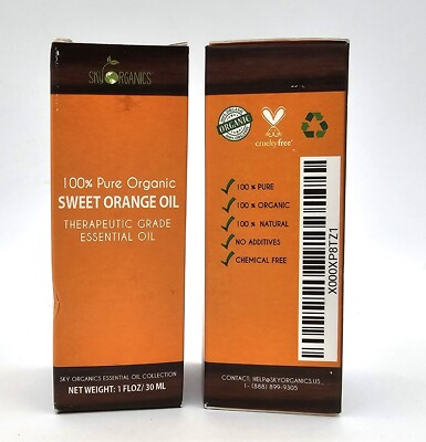 2 Pack Sky Organics, Sweet Orange Oil, 1 fl oz. each New!