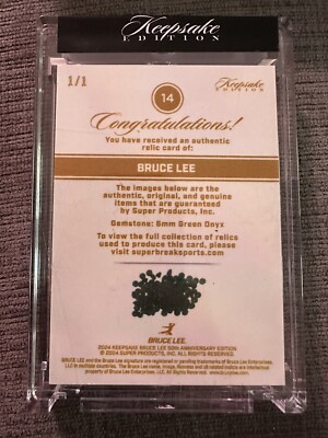 2024 Keepsake Edition Bruce Lee authentic relic 6mm Green Onyx