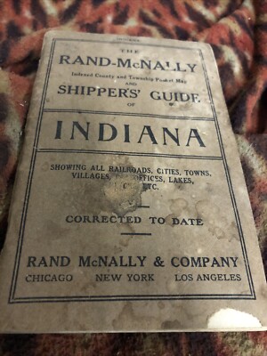 Rand McNally Shippers Guide Of Indians Map Railroads Cities Towns Villages 1911