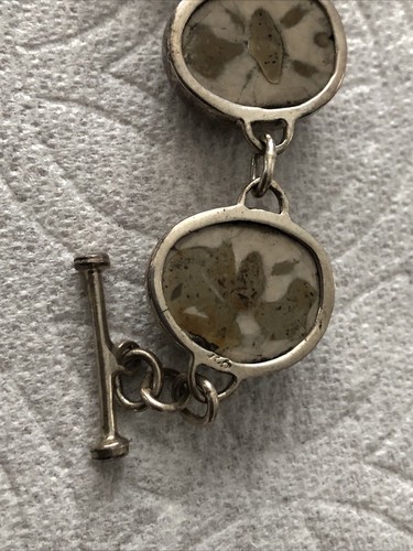 Vintage Serafim Sterling Silver Fossilized Sand Dollar Bracelet 7” Ring & Earing - Picture 11 of 14