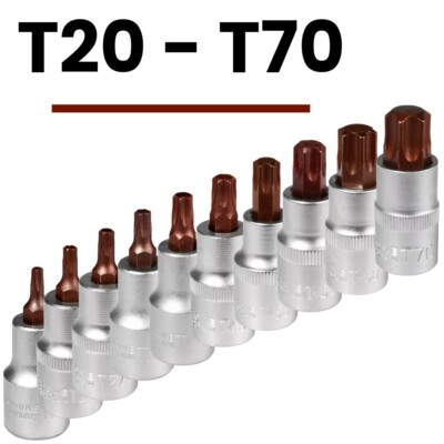 MJW TORX T-Profil Steckschlüsseleinsatz Steckschlüssel Bit Nuss 1/2'' T20-T70 CrV