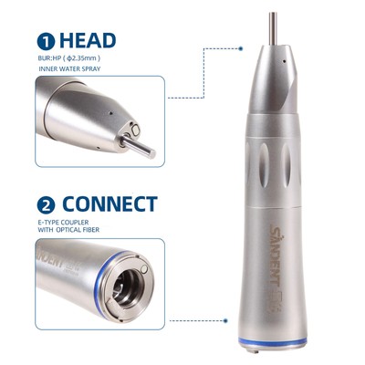 SANDENT Dental LED Straight Handpiece 1:1 Fiber Optic Nose Cone Low Speed
