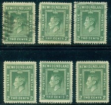 NEWFOUNDLAND SCOTT # 254, KING GEORGE VI, USED, 6 STAMPS, GREAT PRICE!
