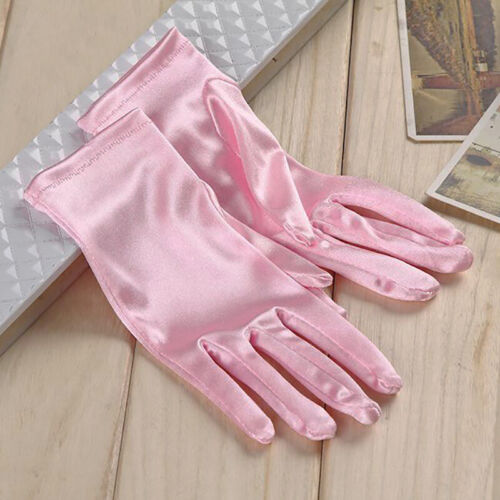 Ladies Short Wrist Gloves Smooth Satin Party Dress Prom Evening Wedding Bridal ↕ - Picture 8 of 29