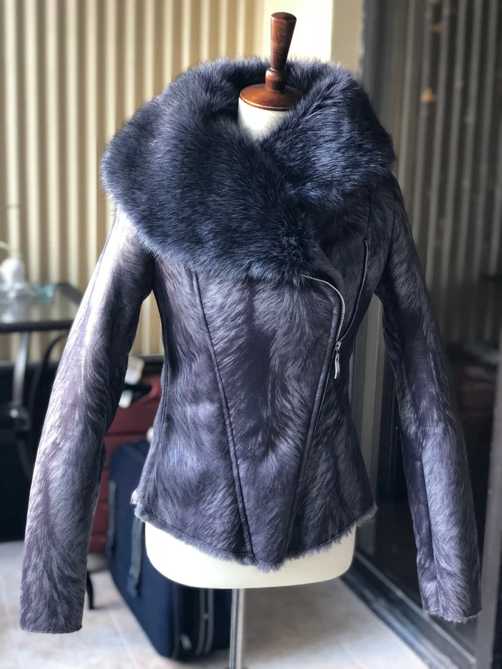 Премиум качества женщина искусственного меха серый стриженный мех модный воротник теплый Sz M продажи - Изображение 2 из 4