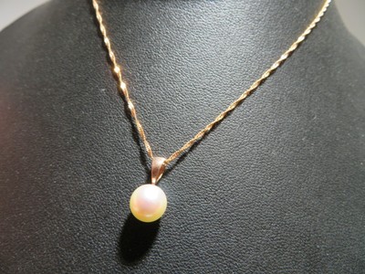 14K ROSÉGOLD 8,17 MM RUNDE ZUCHTPERLEN HALSKETTE 18'' LANG 2,04 Gramm (G132862-1