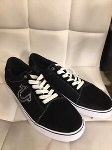True Religion Casual Shoes Sneakers Suede Leather Black White Mens Size ...