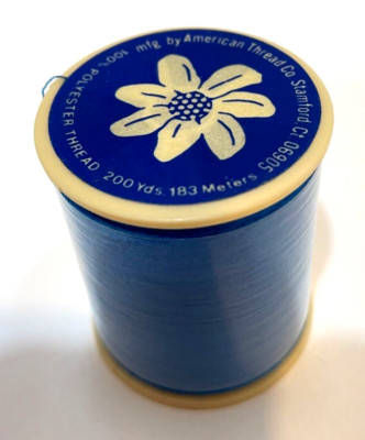 Vintage American Thread Co Royal Blue Polyester Thread NOS 200 Yards