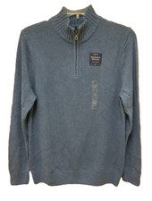 CROFT  BARROW MEN'S 1/4 ZIP MOCKNECK SWEATER. BLUE SPELL, SIZE L