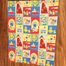 70s vintage patchwork rainbow colored baby kids quilt