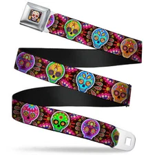 Thaneeya McArdle Sugar Skull Starburst Seatbelt Buckle Belt Official Licensed