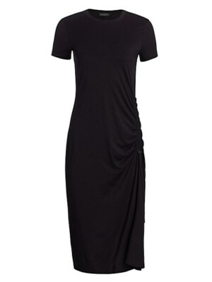 Rag & Bone Ina Black Ruched Midi Dress L12320 Woman's Size Small