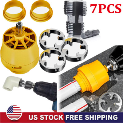 Electric Drill Compatible PVC Pipe Threader Kit with Various Die Sizes