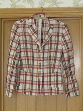Gelco Lightweight Summer Jacket Blazer Uk 12 Ivory Red Black Check Embroidered