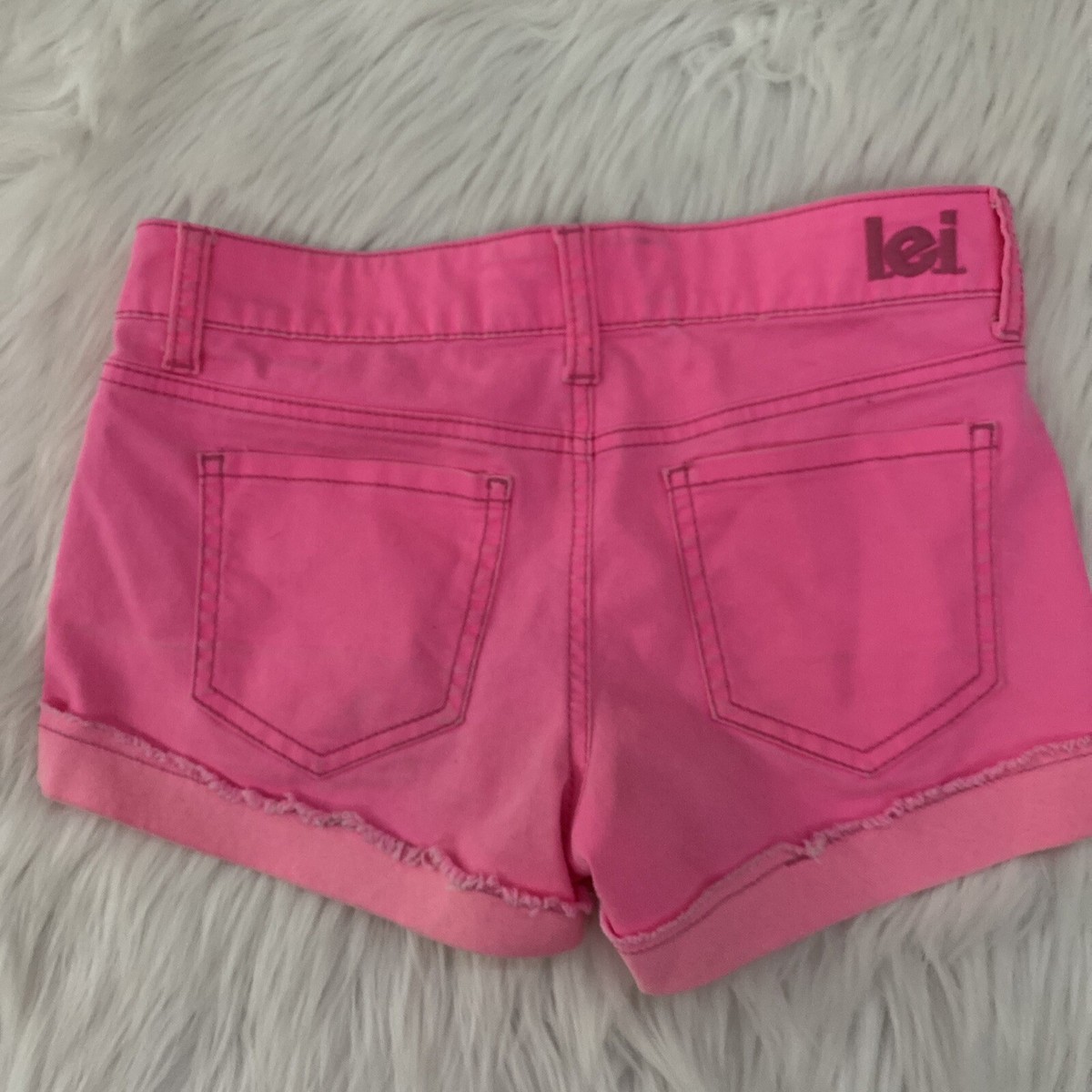 lei ashley low rise shorts hot pants neon pink size 3 stretch
