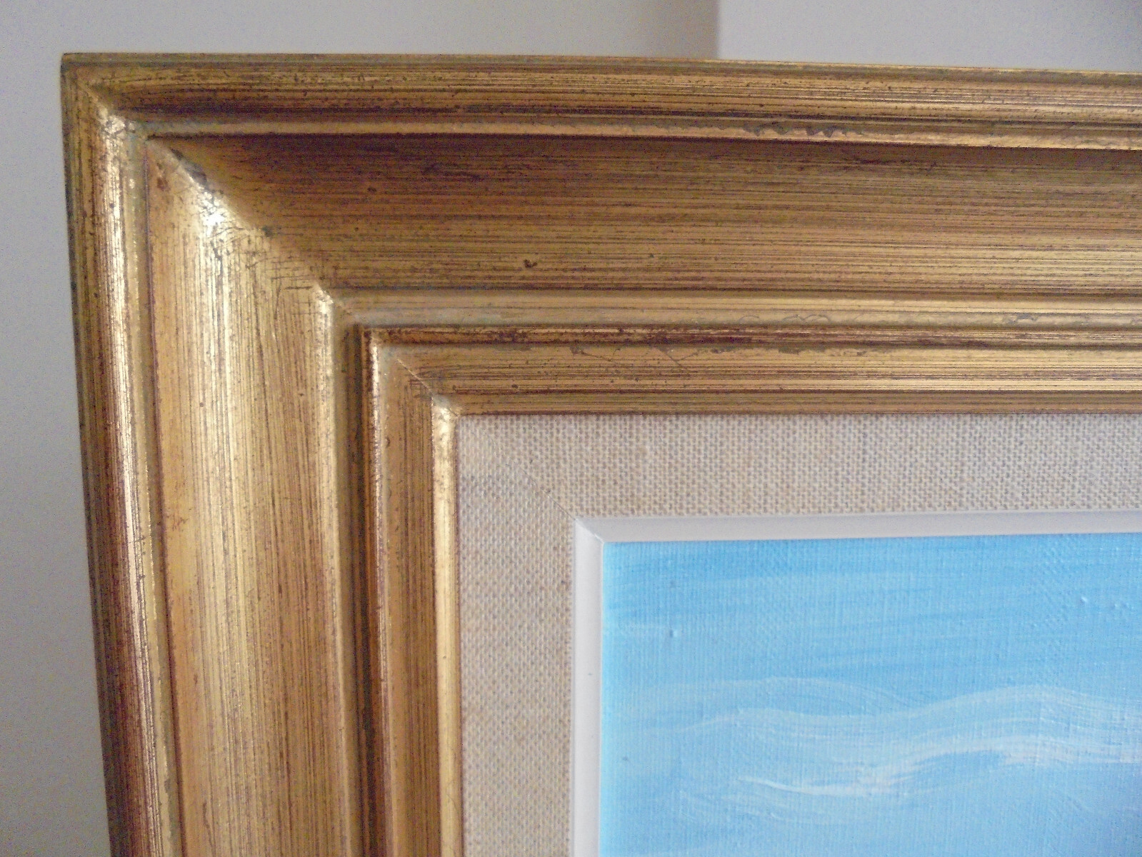 Cadre bois naturel doré feuille d'or pour tableau 55 x 65,5 cm maxi