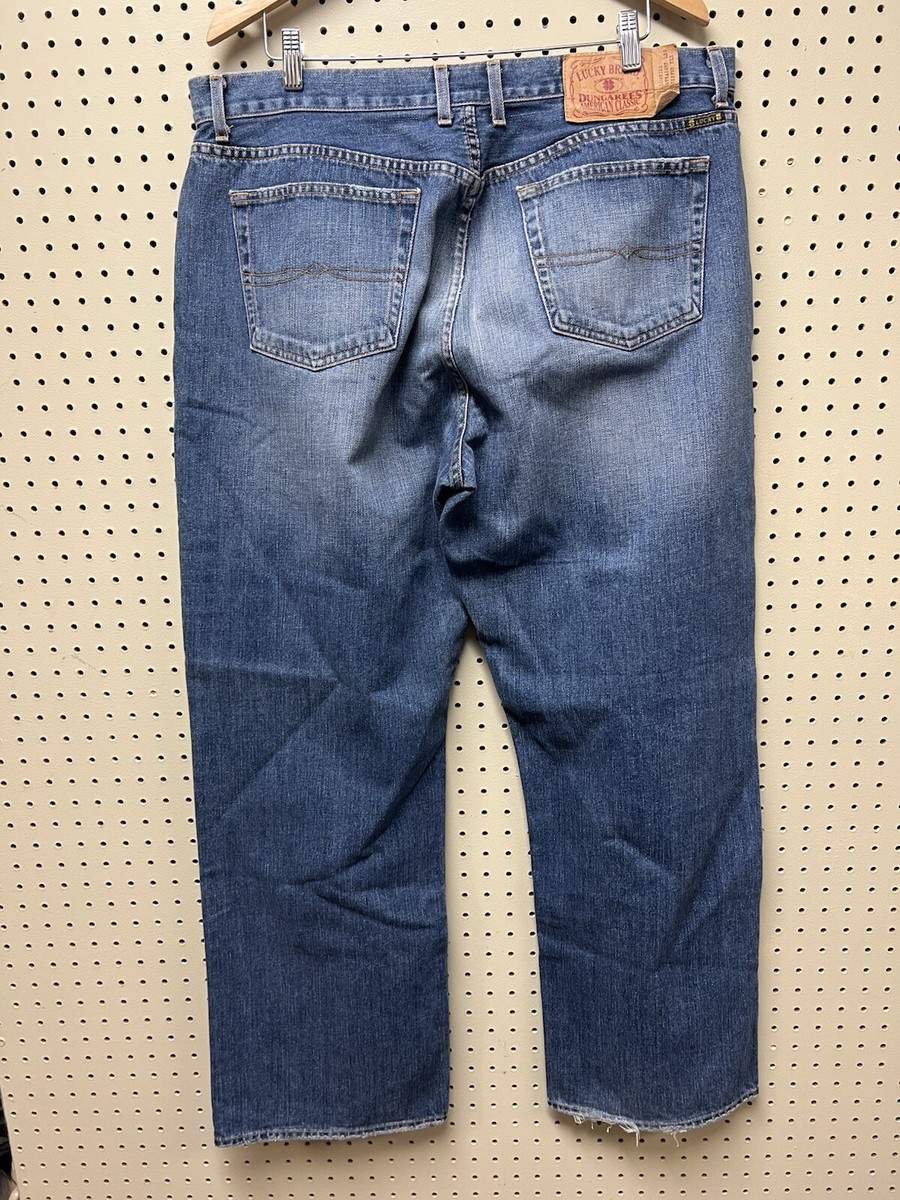 ⭐️ ラッキー ⭐️ Lucky Brand Jeans Mens 38x32 Blue 165 Straight Denim Med Wash