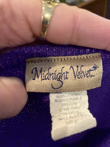 VINTAGE 1970's PURPLE SPARKLE PULLOVER TUNIC Plus Size 1X - Picture 12 of 12