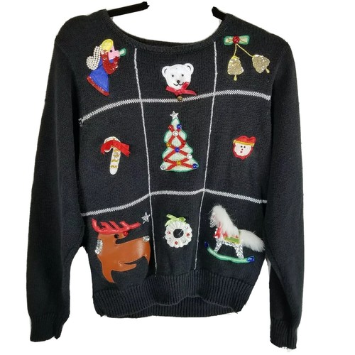 black cable knit ugly party vintage 