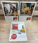 Lot of 3 VTG Coca-Cola Ads 1940's Advertisements National Geographic Magazine