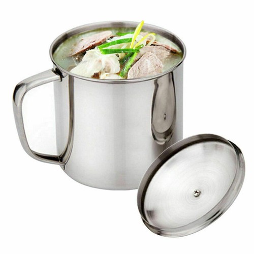 Steel D Shape Handle Cup Water Mug .Food MMKK 300ml Mug Z4L6 U0F8 USH Z1F3 F7V0 - Picture 6 of 7