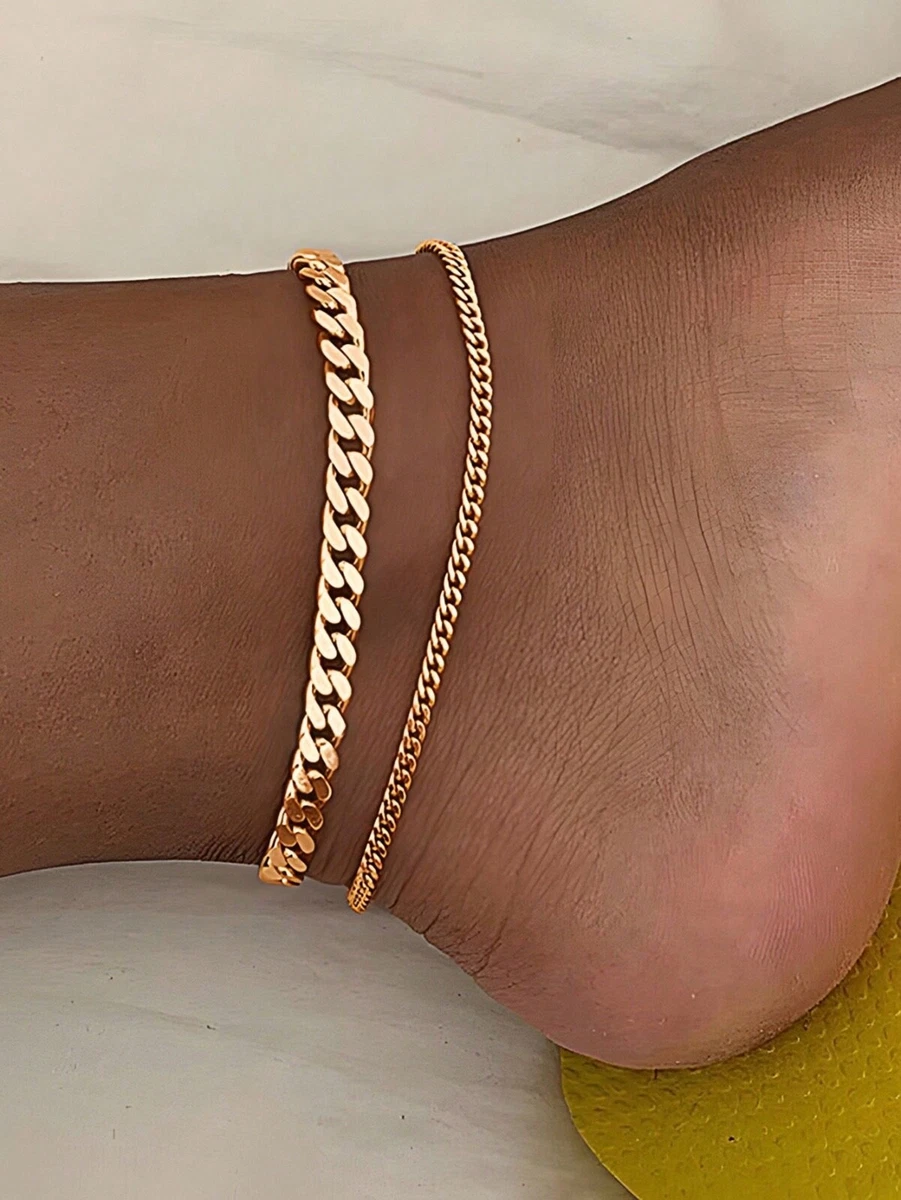 Pulsera Esclava Brazalete en Oro 10K Para Mujer Tobillera Pie Tobillo de Mujer