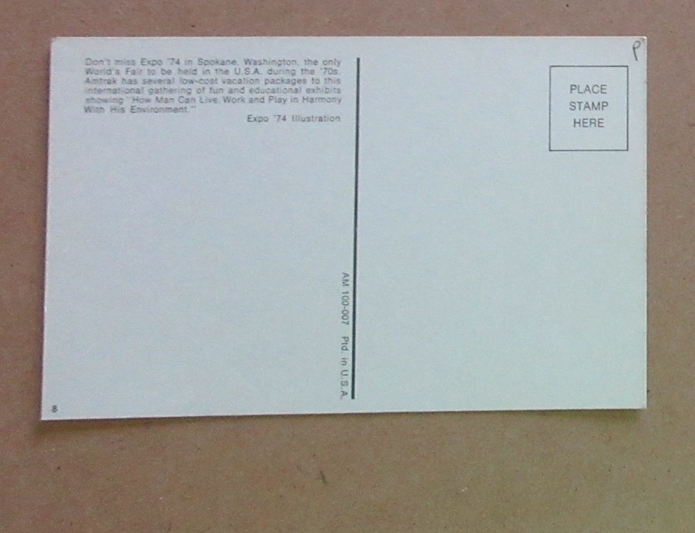 LOT OF 2 EXPO 1974 SPOKANE WASHINGTON POSTCARDS AMTRACK