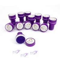 Einhorn Stempelset 12 Stk - Kinder Geburtstag Party Stempel SelbstfäRbend Lila