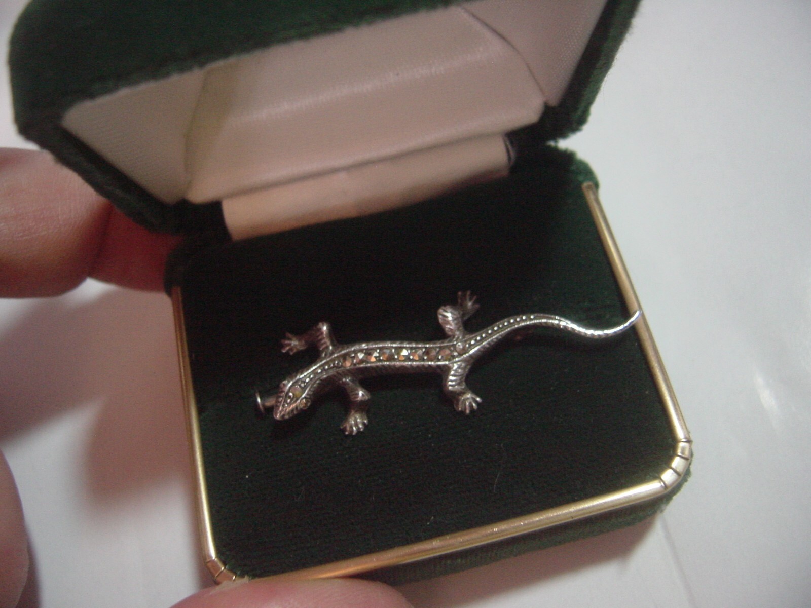 RARE-Beautiful Victorian Solid Silver sparkly liz… - image 1