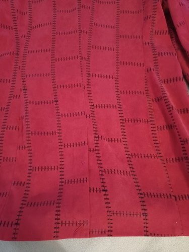 Justin Taylor faux suede patchwork stitching blazer red size 14 black lapels - Picture 12 of 12