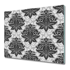 Tempered Glass Kitchen Chopping Board Vector damask element white and gray 60x52