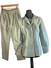Emanuel Ungaro Vintage Silk Blouse & Pant 2 Piece Matched Set Sz 10-8 Evening