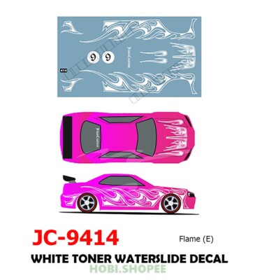 Decalcomanie Waterslide Per Modelli 1:64 &ndash; Auto Finesse Diecast Hot Wheels &ndash; JC-9435 Toner Bianco