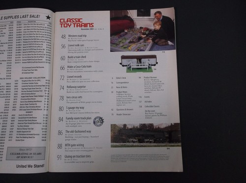VINTAGE NOVEMBER 2003 CLASSIC TOY TRAINS MAGAZINE MODEL RAILROADING *VG-COND* - Picture 2 of 3
