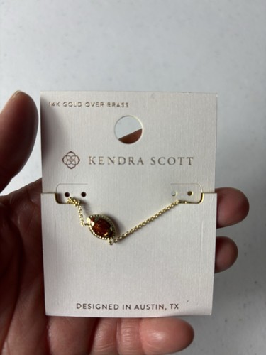 Kendra Scott Football Gold Orange Goldstone Short Pendant Necklace