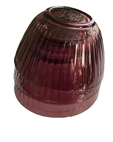 3 Pyrex 7401-S Amethyst Purple Ribbed Mixing Bowls 3 Cup Each Sculpted USA