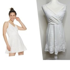 Speechless White Crochet Mini Dress Size Small Jr Boho Festival Floral Summer