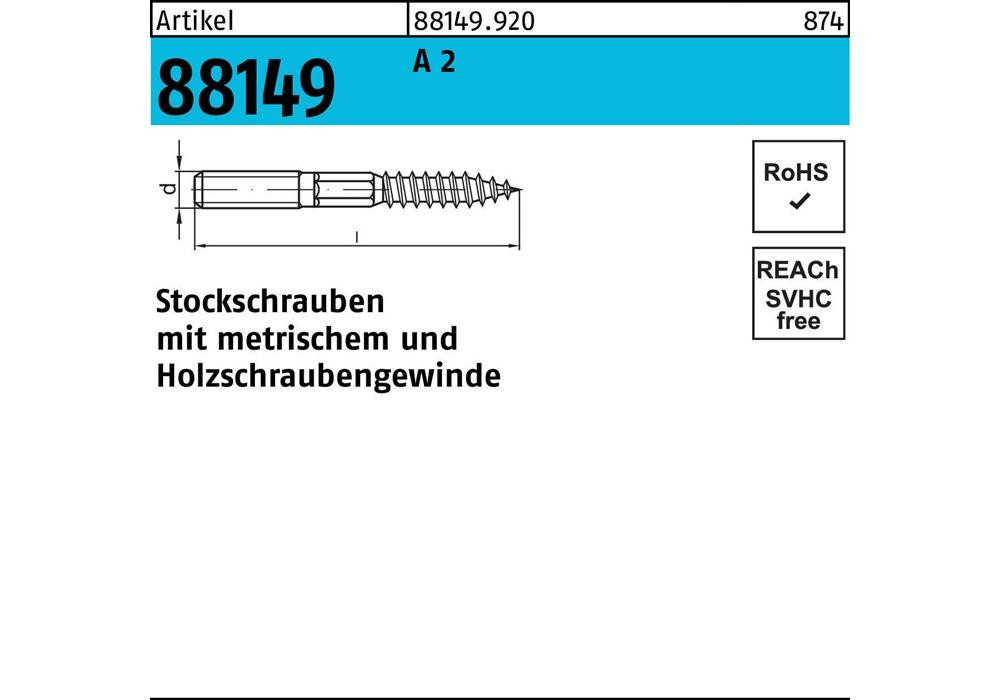 Рейхер Stockschraube R 88149 Тип 23 E M 8 x 80 A 2